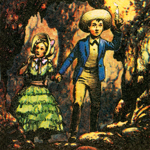 Tom Sawyer lost in a cave with Becky Thatcher