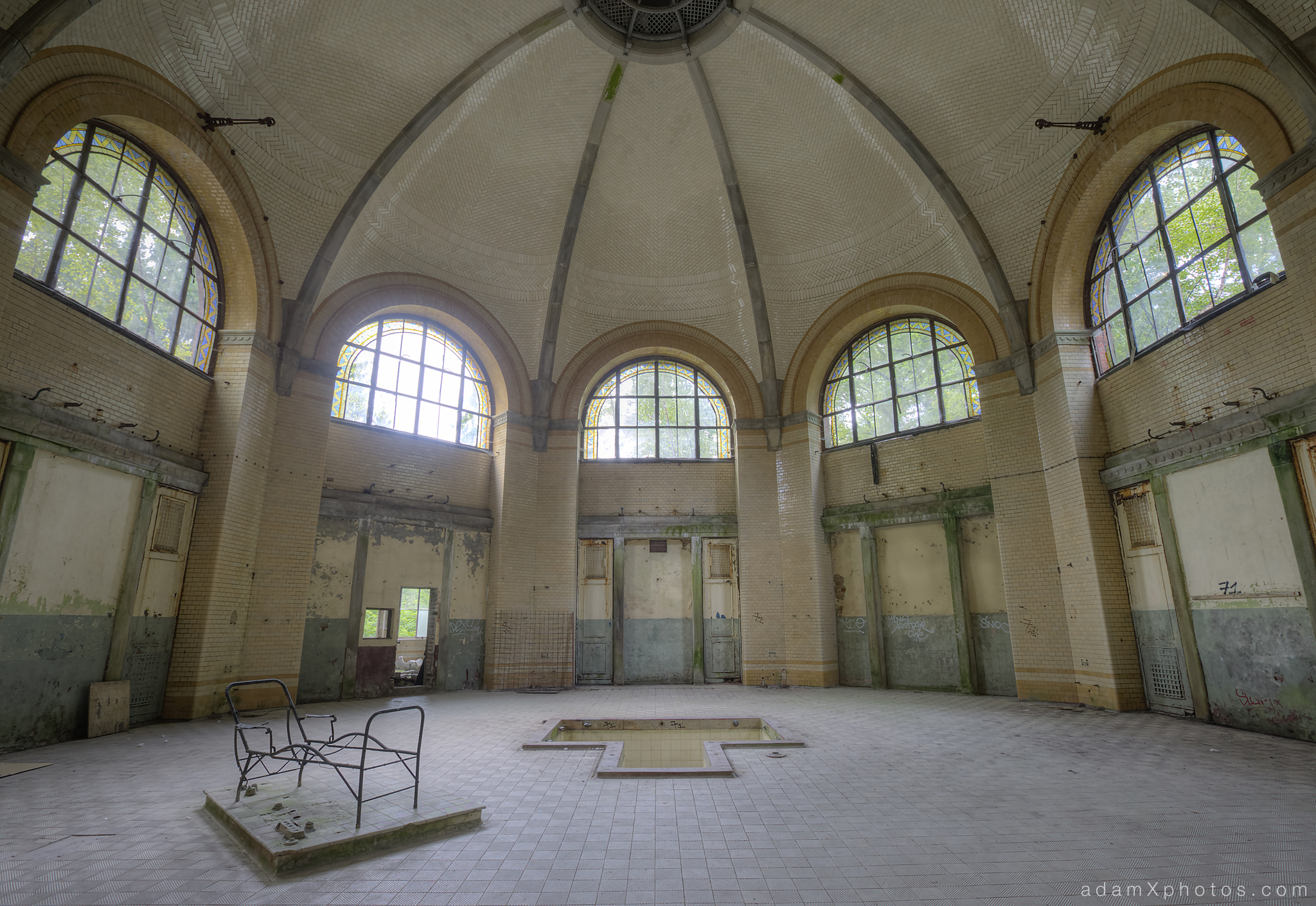 Adam X Urbex Beelitz Heilstatten Germany Urban Exploration Mens Men's Bathhouse Bath House Hospital Decay Lost Abandoned Hidden tiles