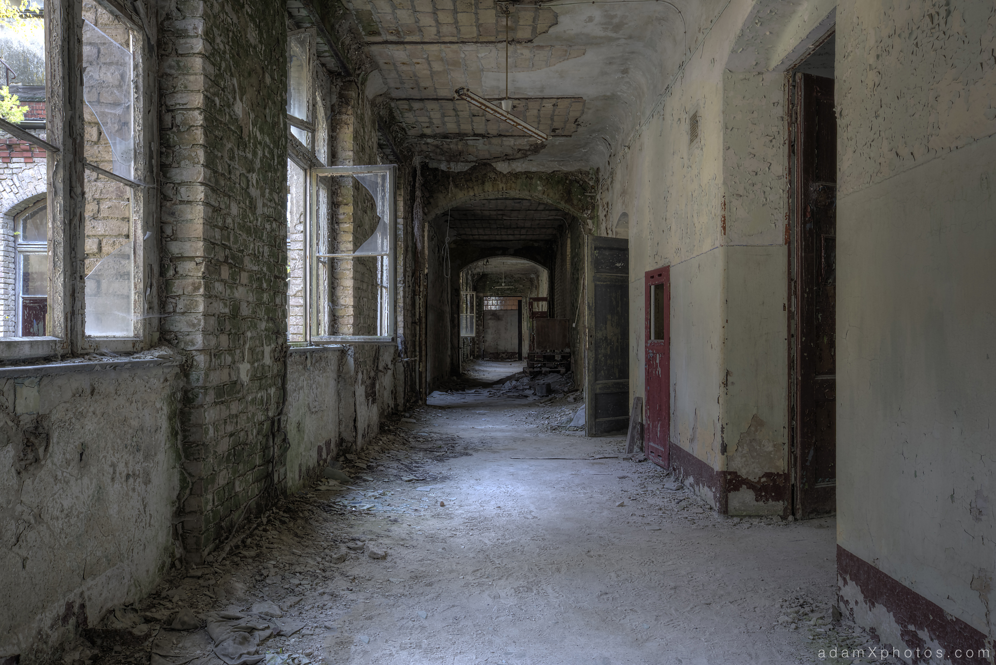 Adam X Urbex Beelitz Heilstatten Germany Urban Exploration Mens Men's Bathhouse Bath House Hospital Decay Lost Abandoned Hidden Corridor
