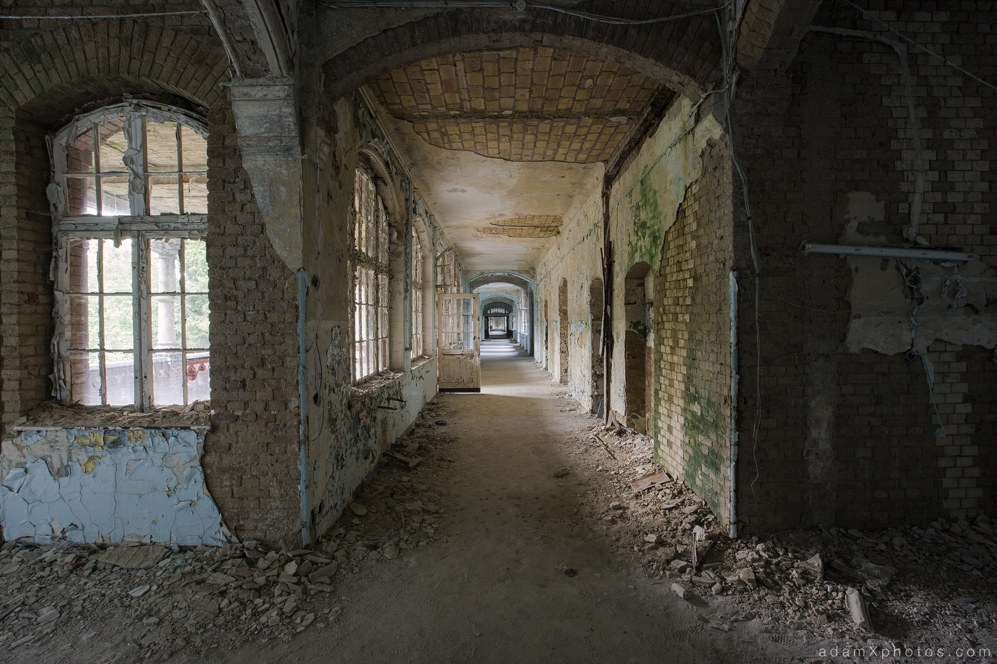 Adam X Urbex Beelitz Heilstatten Germany Urban Exploration Mens Men's Sanatorium Hospital Decay Lost Abandoned Hidden Corridor