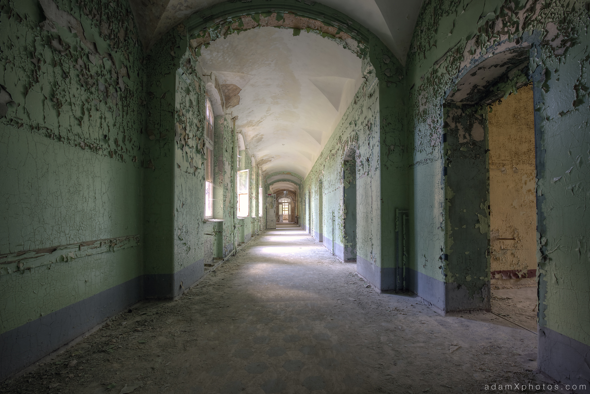 Adam X Urbex Beelitz Heilstatten Germany Urban Exploration Womens Women's Sanatorium Hospital Decay Lost Abandoned Hidden Corridor