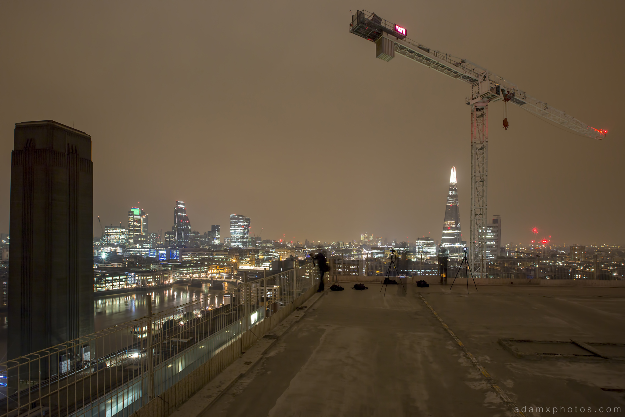 Adam X Urbex UE Urban Exploration London Rooftops High Night Photo Photography Skyline THM crane south bank thames shard walkie talkie st pauls cathedral