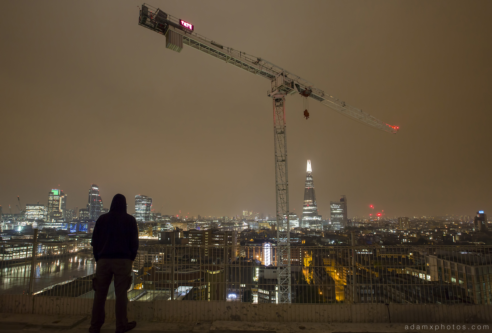 Adam X Urbex UE Urban Exploration London Rooftops High Night Photo Photography Skyline THM crane south bank thames shard walkie talkie st pails cathedral selfie