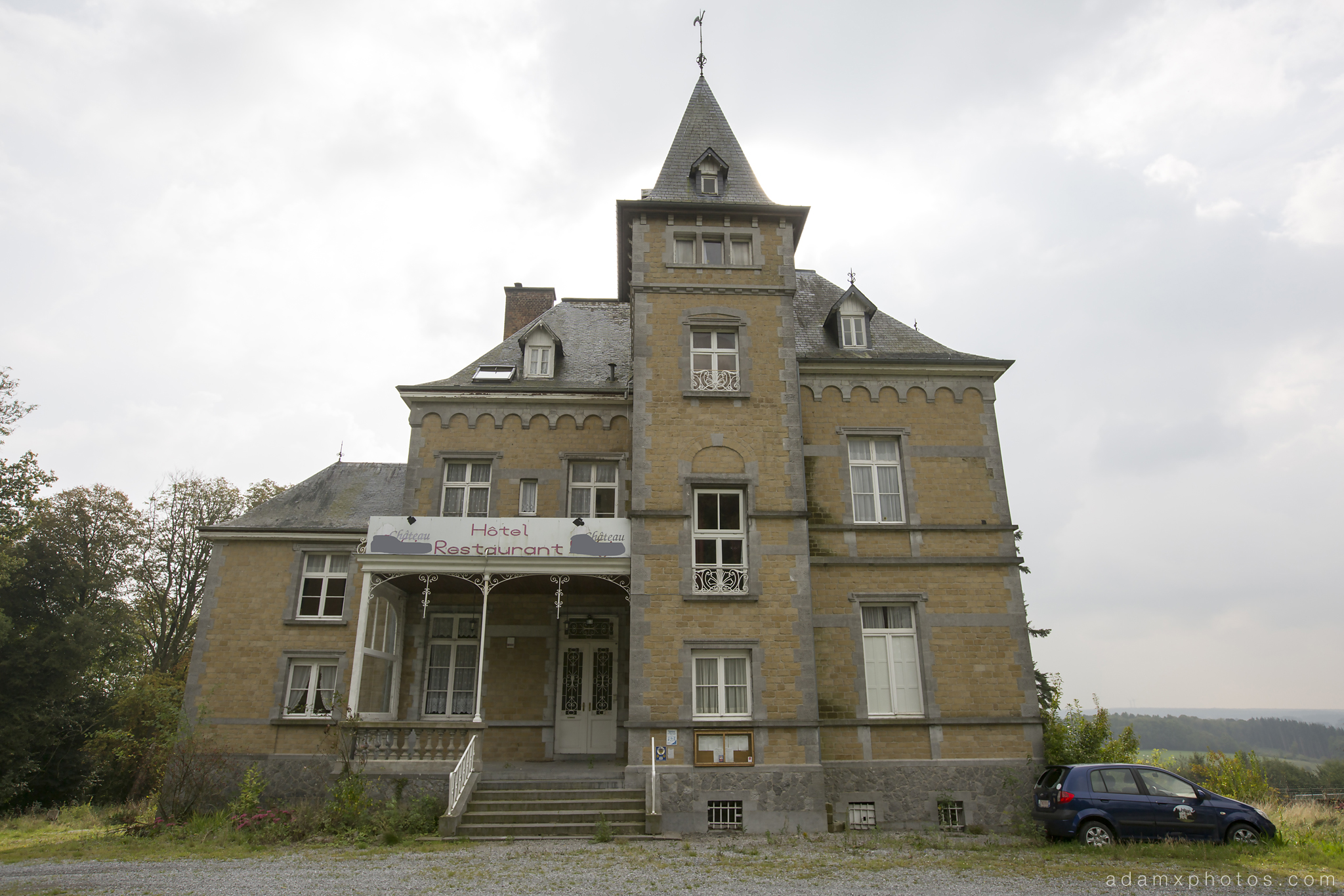 External Outside Front view Adam X Urbex UE Urban Exploration Belgium Chateau TP Team Piscine hotel abandoned derelict unused empty disused decay decayed decaying grimy grime