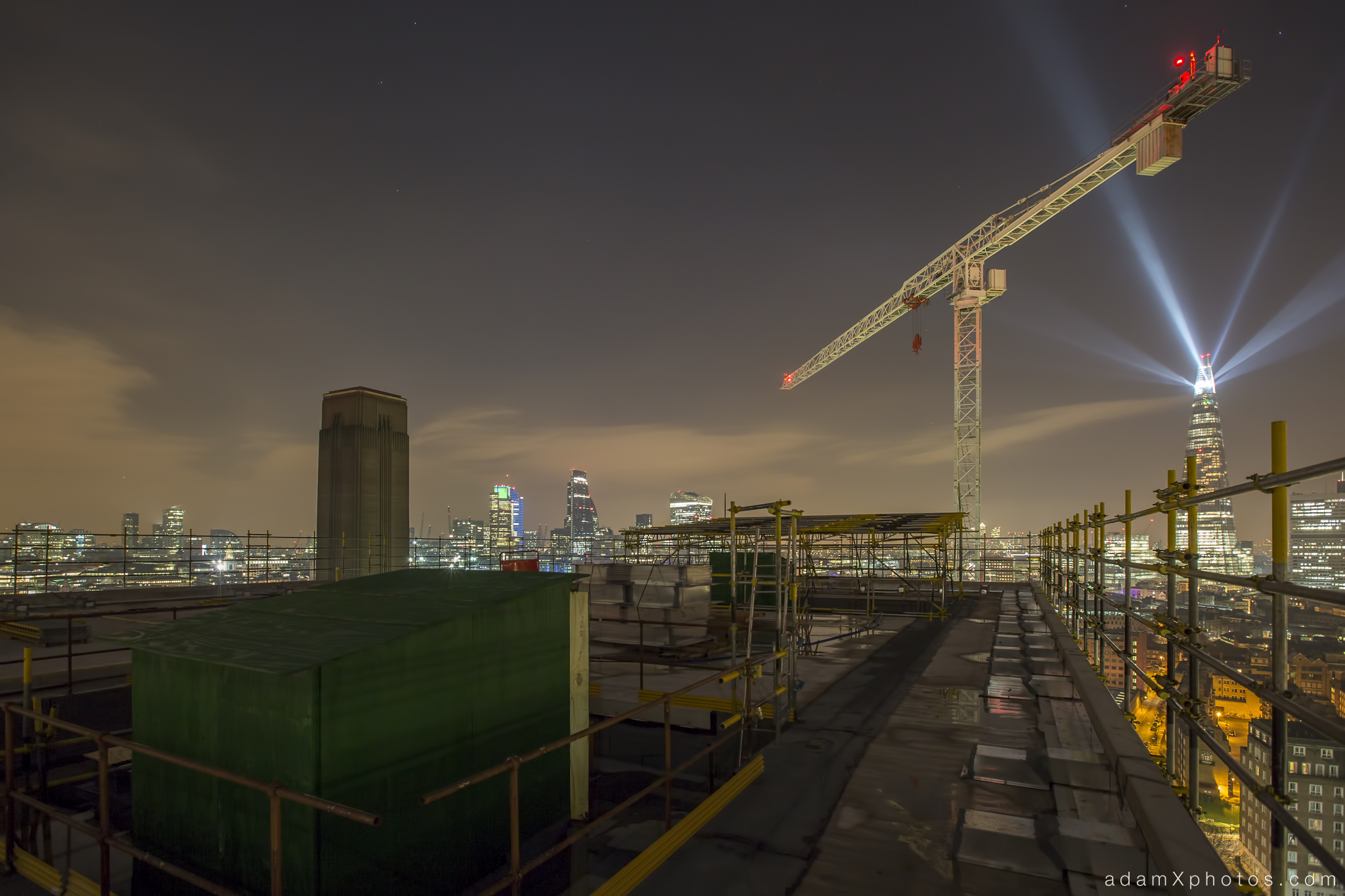 New year's years eve 2014 2015 Adam X Urbex UE Urban Exploration London Rooftops High Night Photo Photography Skyline THM crane south bank thames shard walkie talkie st pauls cathedral