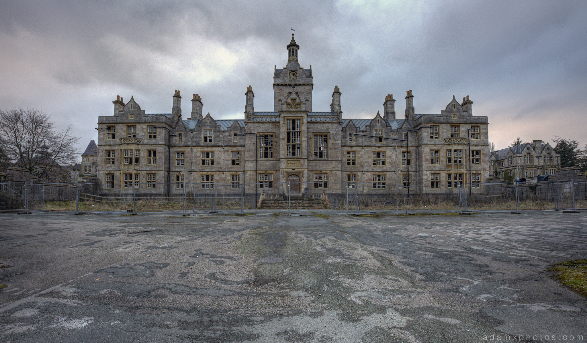 Front facade moody haunting atmospheric Denbigh Asylum Wales Urbex Urban exploration Adam X Urban Exploration Photo photos photographs UK March 2015 report abandoned disused derelict decay decayed