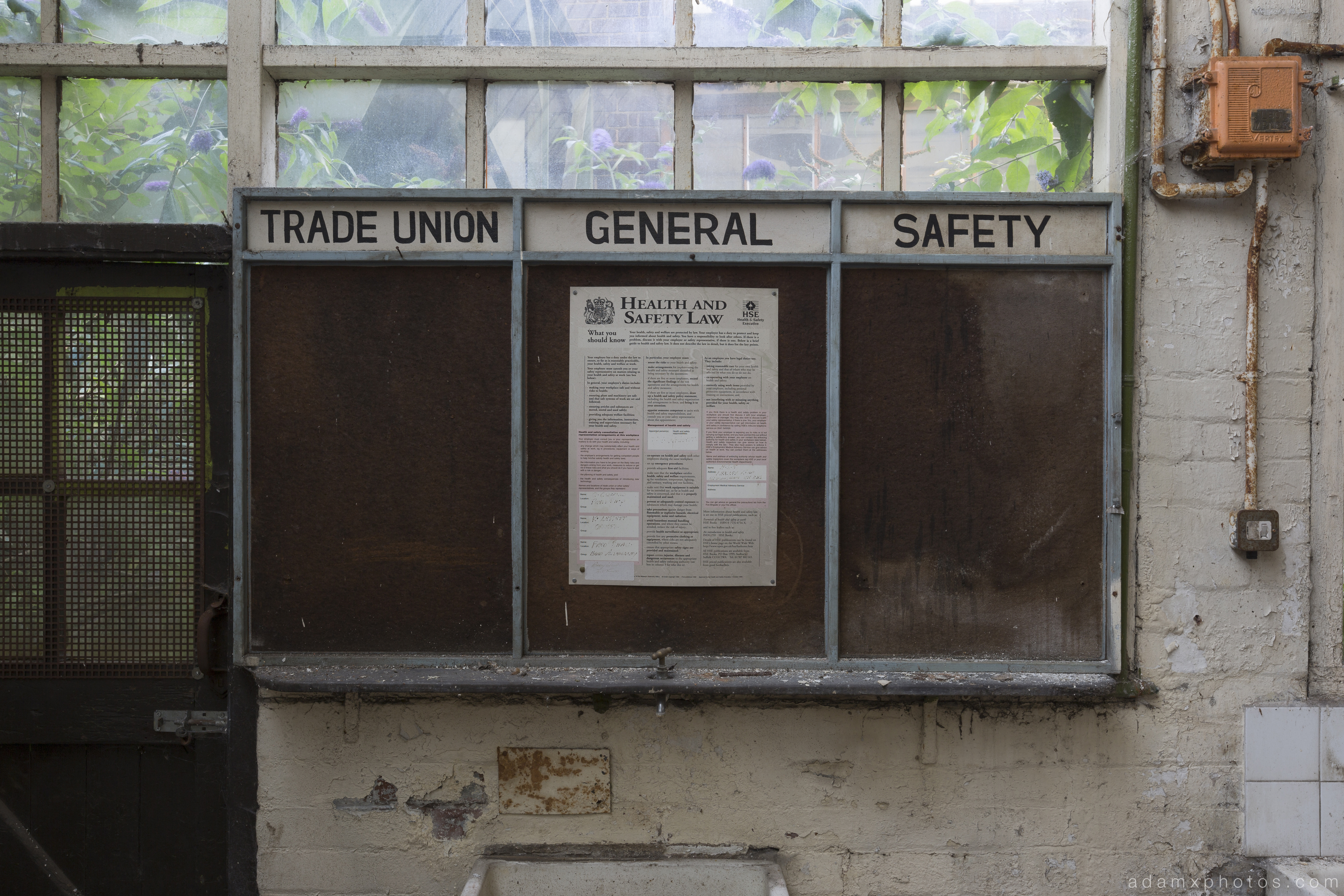 trade union noticeboard West Bromwich Spring Company Helical Works Springs industry industrial Urbex Adam X Urban Exploration 2015 Abandoned decay lost forgotten derelict